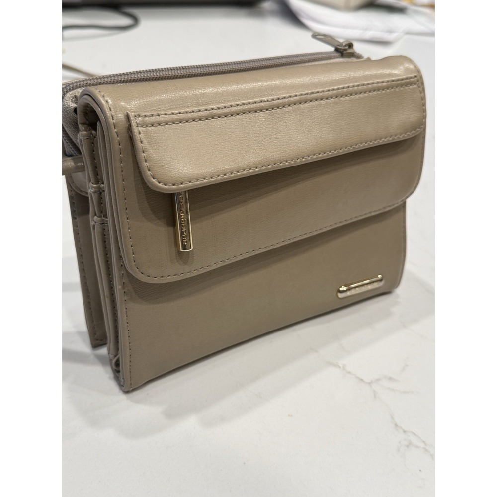 VTG Liz Claiborne 80's Crossbody Beige Purse Handbag Built in Wallet Organizer